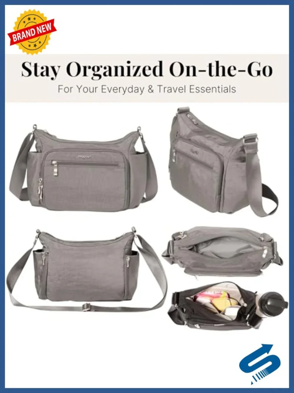 Baggallini Crosstown Hobo Crossbody Nylon RFID